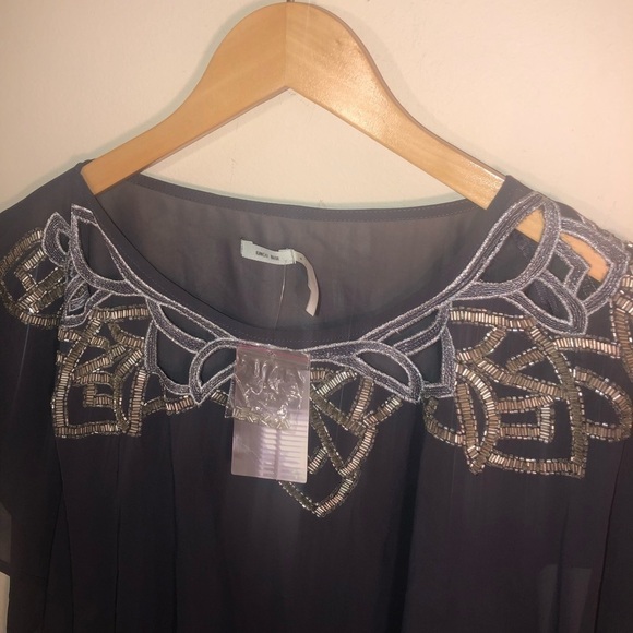 NWT Kimchi Blue Women’s Black Beaded Sheer Cutout Shirt Size Medium - Picture 6 of 7